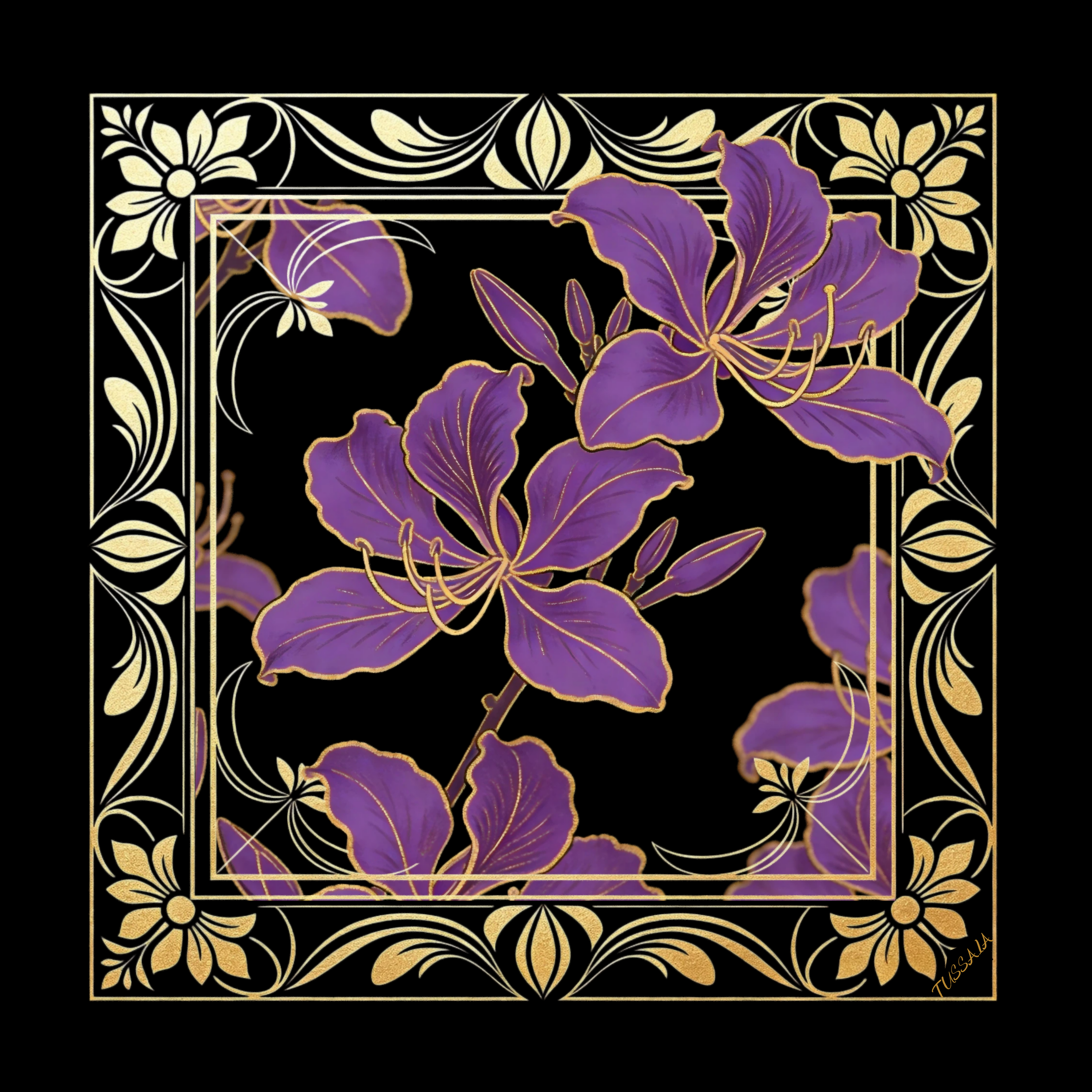 《鎏・荊》｜100%桑蠶絲方巾