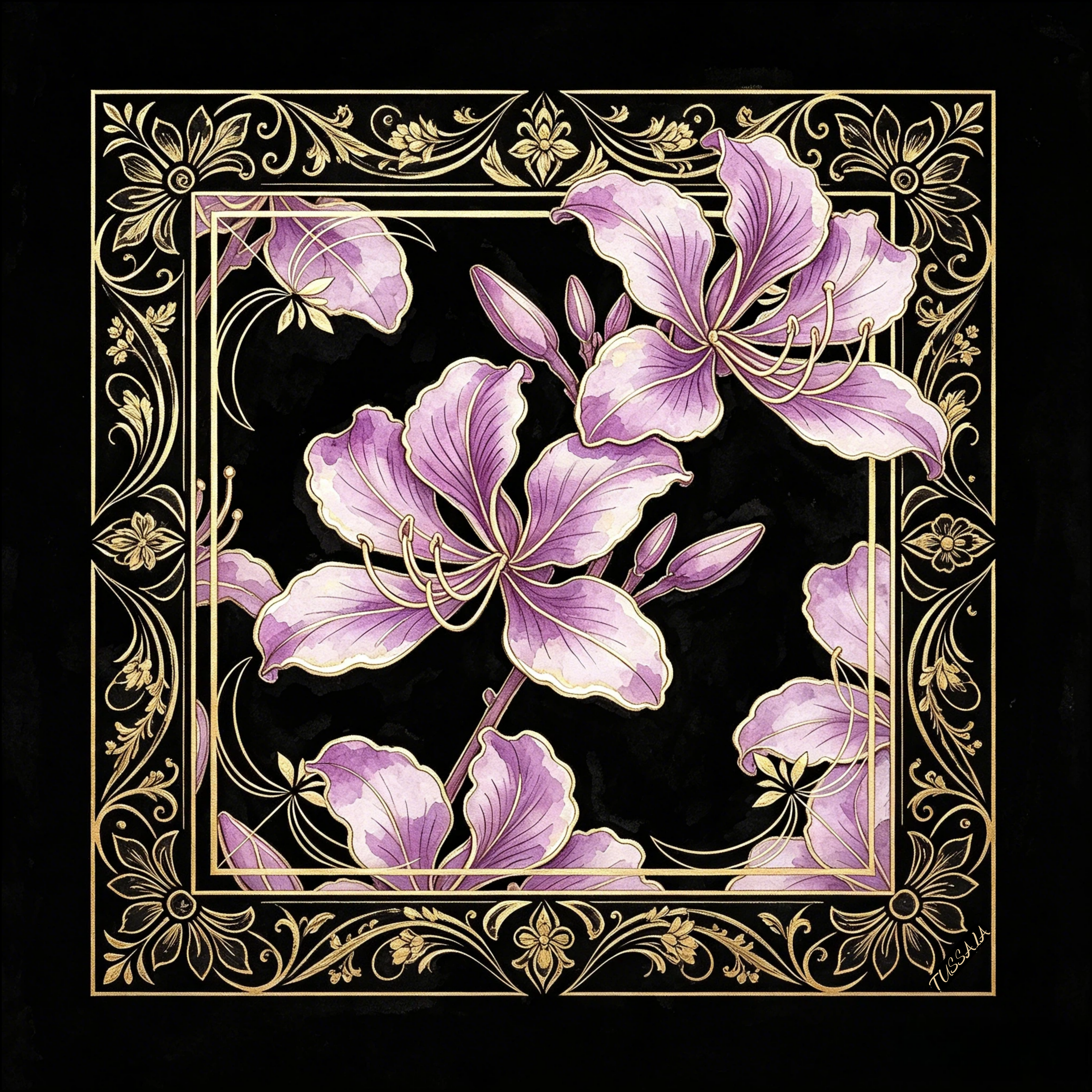 《鎏・荊》｜100%桑蠶絲方巾