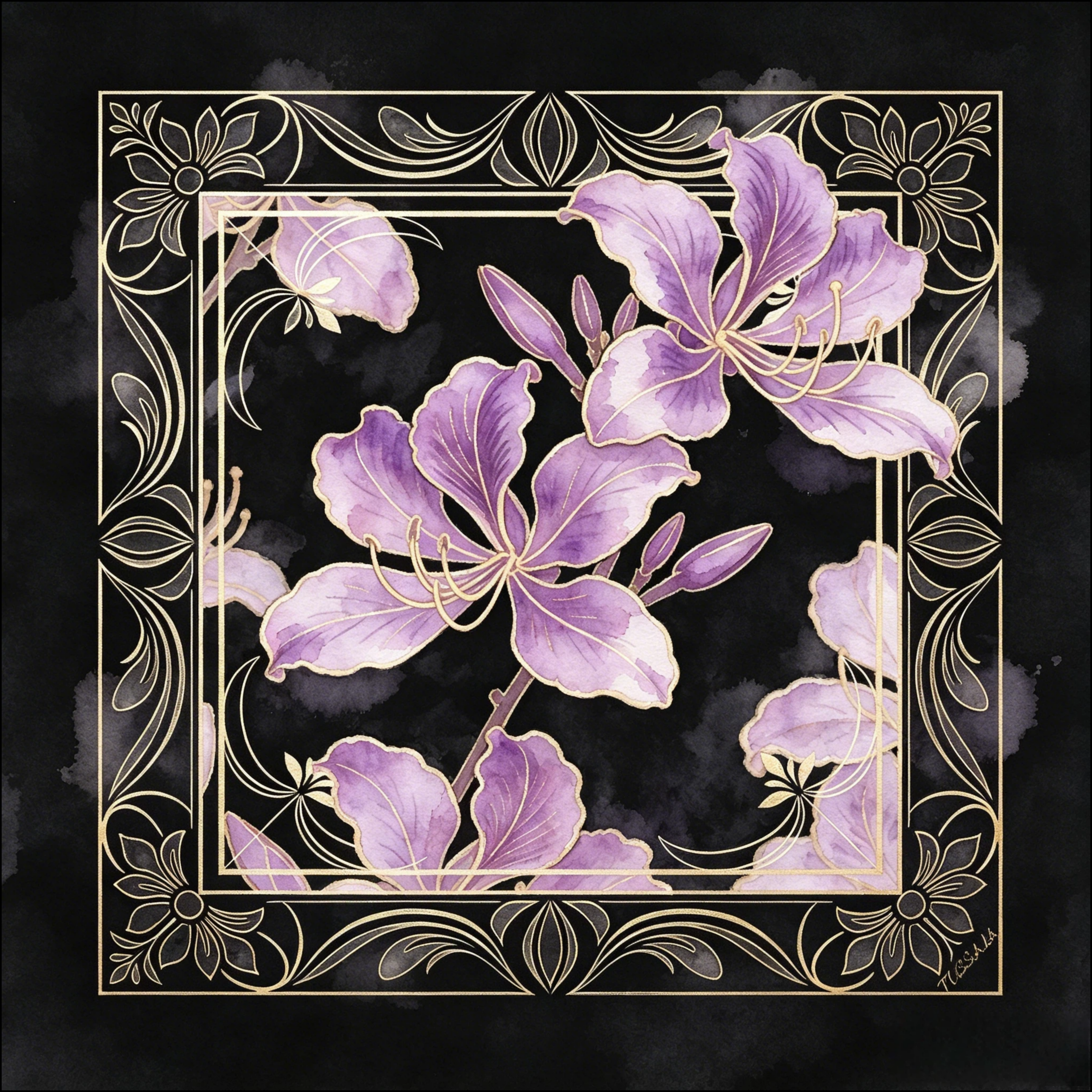 《鎏・荊》｜100%桑蠶絲方巾