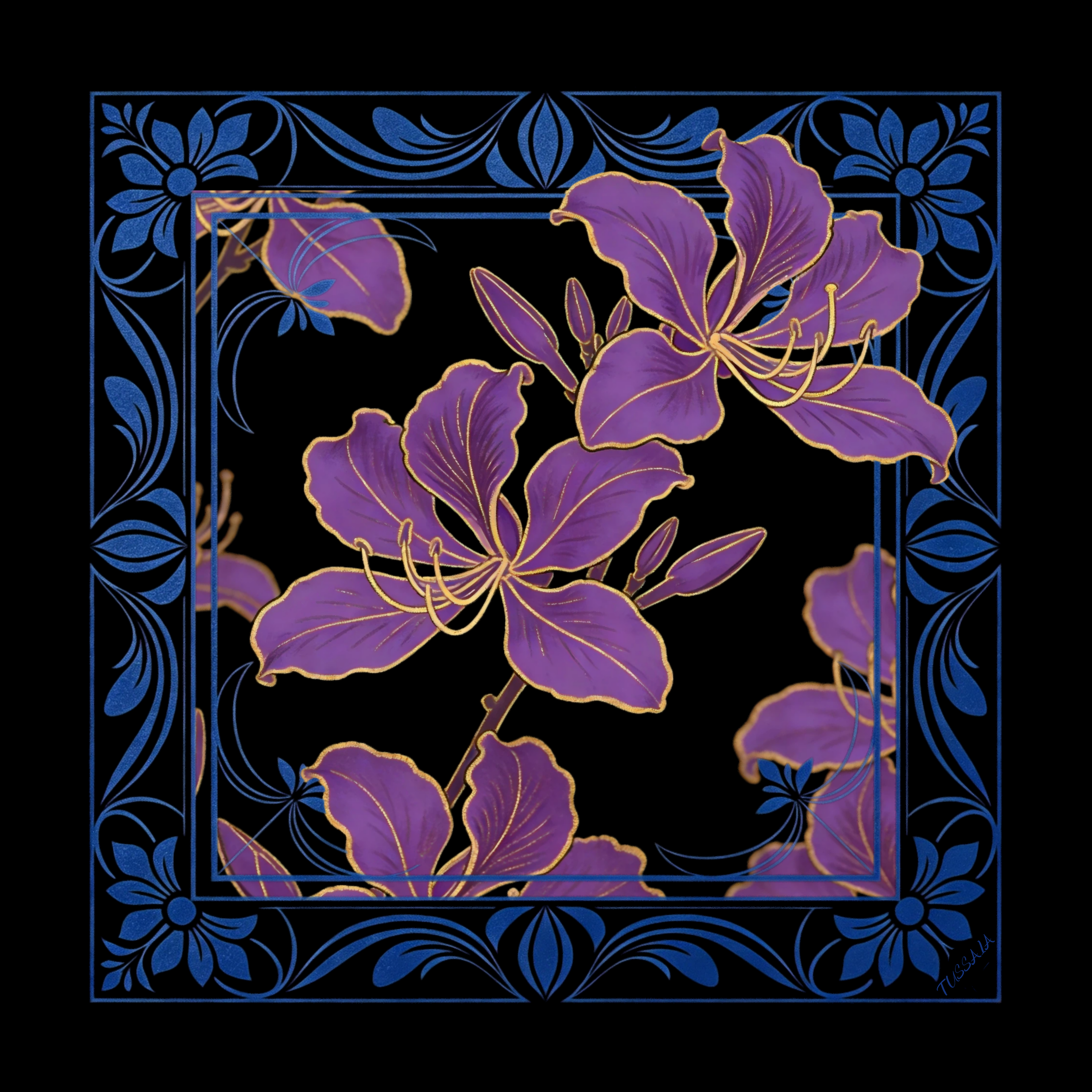 《鎏・荊》｜100%桑蠶絲方巾